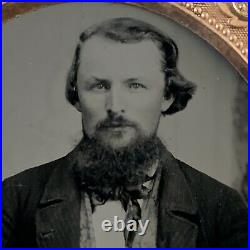 Antique Ruby Ambrotype Photograph Handsome Dapper Young Man Beard Cased Gay Int