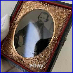 Antique Ruby Ambrotype Photograph Handsome Dapper Young Man Beard Cased Gay Int