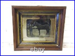 Antique Silver Gelatin Tintype Photo Photograph of Man & Horse