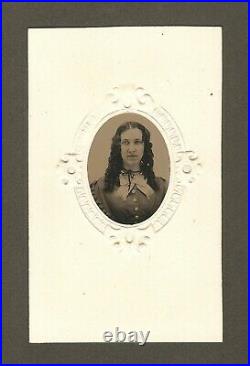Antique Tintype Photo Pretty Young Victorian Lady Girl with Curly Locks of Hair