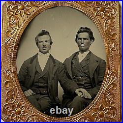 Antique Tintype Photograph Affectionate Handsome Young Men Holding Hands Gay Int