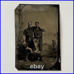 Antique Tintype Photograph Handsome Affectionate Men In Bathing Suits Gay Int