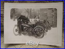 Antique Vintage 1929 Harley Davidson Jd Model Motorcycle Sidecar Winter Photo
