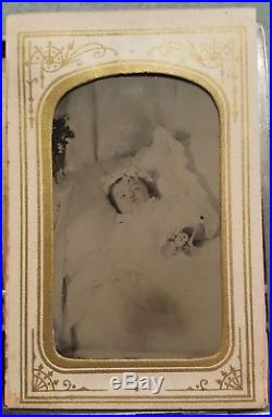 Antique Vintage American Artistic Post Mortem Orchard Flowers Girl Tintype Photo