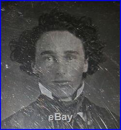 Antique Vintage American Boyfriend Bae Curls Hair Young Man Daguerreotype Photo