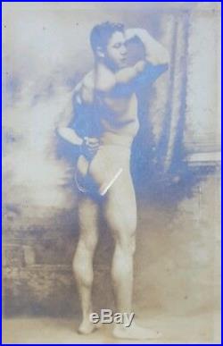 Antique Vintage Artistc Nude Dude Young Muscle Man Physique Hunk Gay Int Photo