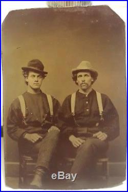 Antique Vintage Victorian Fashion Men Matching Pants Tough Guys Tintype Photo
