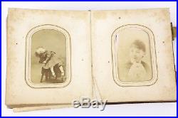 Antique Vintage Victorian Photo Album Leather Family Photos Circa 1800's TINTYPE