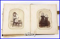 Antique Vintage Victorian Photo Album Leather Family Photos Circa 1800's TINTYPE