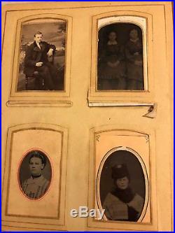 Antique Vintage Victorian Photo Album with 37 Family Photos Mid 1800s-1910s