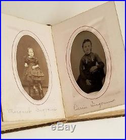 Antique Vintage Victorian Photo Album with 39 Family Photos Circa 1800's