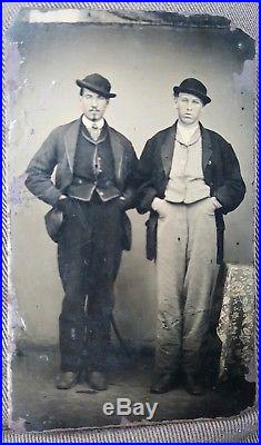 Antique Vintage Young Men Bookends Wet Collodion Process American Tintype Photo