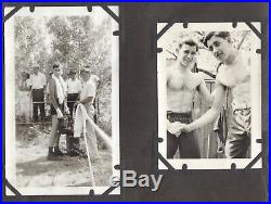 Antique Vtg Photo Album Young Men Weightlifting, Boxing, WW2 Canada Interesting