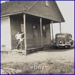 Ashtola School Somerset Pennsylvania Photo 1940s Vintage Original Man Car E368