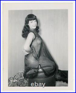 Bettie Page Original 1950 Photo Sheer Black Negligee Spectacular Pinup Q8289