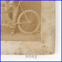 Bicycle Riding Bowtie Man Photo c1895 Lockwood Pennsylvania Antique Card C1670