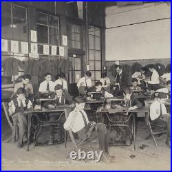 Boys Sewing Philadelphia Class Photo 1920s Vintage Singer Machine Tailors A222