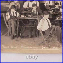 Boys Sewing Philadelphia Class Photo 1920s Vintage Singer Machine Tailors A222