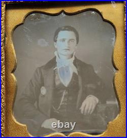 C. 1850's 1/6th Plate Daguerreotype. Very Handsome And Elegant Young Man