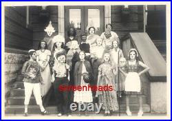 C1930s HALLOWEEN PHOTO School Girls In Costumes With Face Masks VG