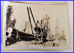California Logging Jammer Steam Powered Log Loader B/W Photo 7 Lot 1920's