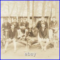 Chained Bear Basketball Player Photo 1920s Trained Baby Animal Team Mascot A1908