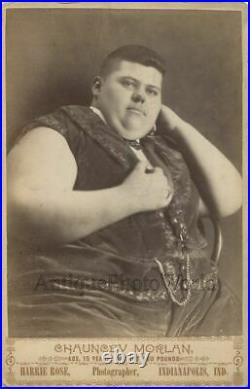 Chauncey Morlan fat boy circus sideshow performer antique cabinet photo