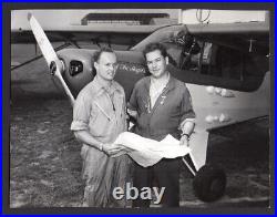Clifford Evans & George Truman PIPER AIRPLANE pilot aviator circle globe PHOTO