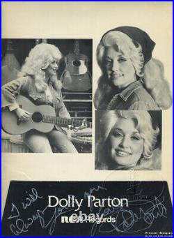 DOLLY PARTON 1977 Publicity Kit Autographed with B&W Publicity Photo 4 Sigs