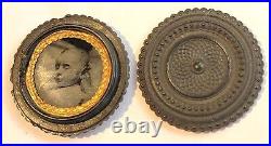 Dead Baby Post Mortem Small Round Antique Tintype Photograph Thermoplastic Case