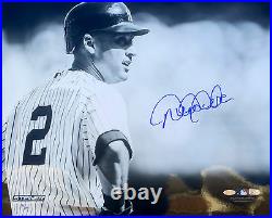 Derek Jeter Signed New York Yankees Black & White Horizontal 16x20 Photo STEINER
