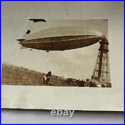 Early K-100 Zeppelin Blimp Airship On Mooring Mast 3.5x2.25 B&w Photograph