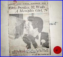 Elvis & Priscilla Presley Wedding Press Photo 1967 Date Stamp Snipe Original VTG