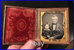 Girl With Attitude & Grandfather 1/6 Plate Daguerreotype, Includes Lock Of Hair