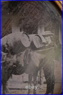 Half Plate Daguerreotype Gold Rush era Exterior Horse Whiskey Barrel found in SF