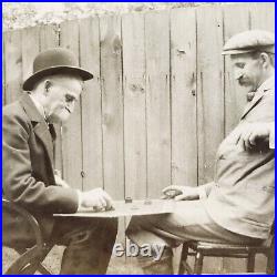 Indiana Men Playing Checkers Photo c1897 Indianapolis Outdoor Board Game B1698