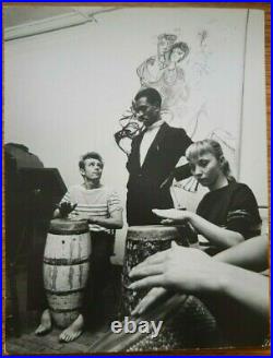 JAMES DEAN Playing Conga Drum BAREFOOT! Vintage Photograph By DENNIS STOCK