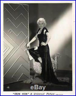 JEAN HARLOW / IRON MAN (1931) Vntg orig 8x10 sepia print Art Deco set satin gown