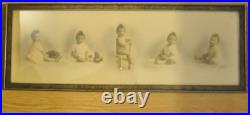 Joseph Shrader Photography 1925 Child 5 Pictures 24 x 9 Framed B&W Arkansas