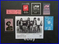 LED ZEPPELIN, B/W Promo Photo, 5 Original vintage Backstage passes, ticket