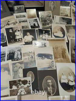 Large LOT Antique Vtg Photos Cabinet Cards Barefoot Children Pets Horses Funeral