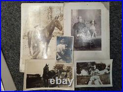 Large LOT Antique Vtg Photos Cabinet Cards Barefoot Children Pets Horses Funeral