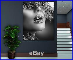 Lips Face Modern Canvas Home Fine Wall Art Photo Prints Black White Decor Print