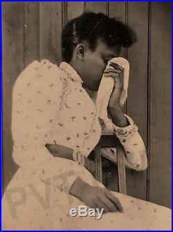 Mourning Photo Black African American Woman Post Mortem Funeral Vtg Tintype