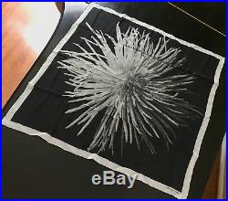 NWT Hermes Dahlia Flower Sheer Vintage Photo Print Silk Scarf 90cm Black White