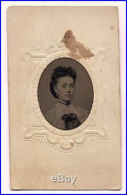 OLD VINTAGE ANTIQUE TINTYPE PHOTO BEAUTIFUL YOUNG LADY by WOOD'S ALBANY NEW YORK