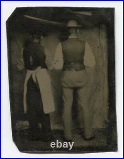 Occupational, Men With Their Backs To The Camera, Antique Tintype Photo