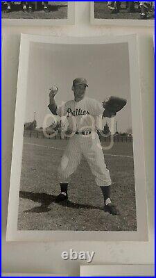 Official Phillies Baseball Individuals & Action B&W Press Photo Pack 1950s COA