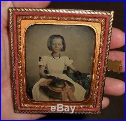 Old Vintage Antique Ambrotype Photo Beautiful Young Southern Belle Teen Girl
