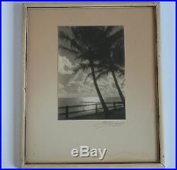 Orig Vtg 1930s 40s Honolulu Hawaii Scenic B&W Signed Photograph Photo Framed